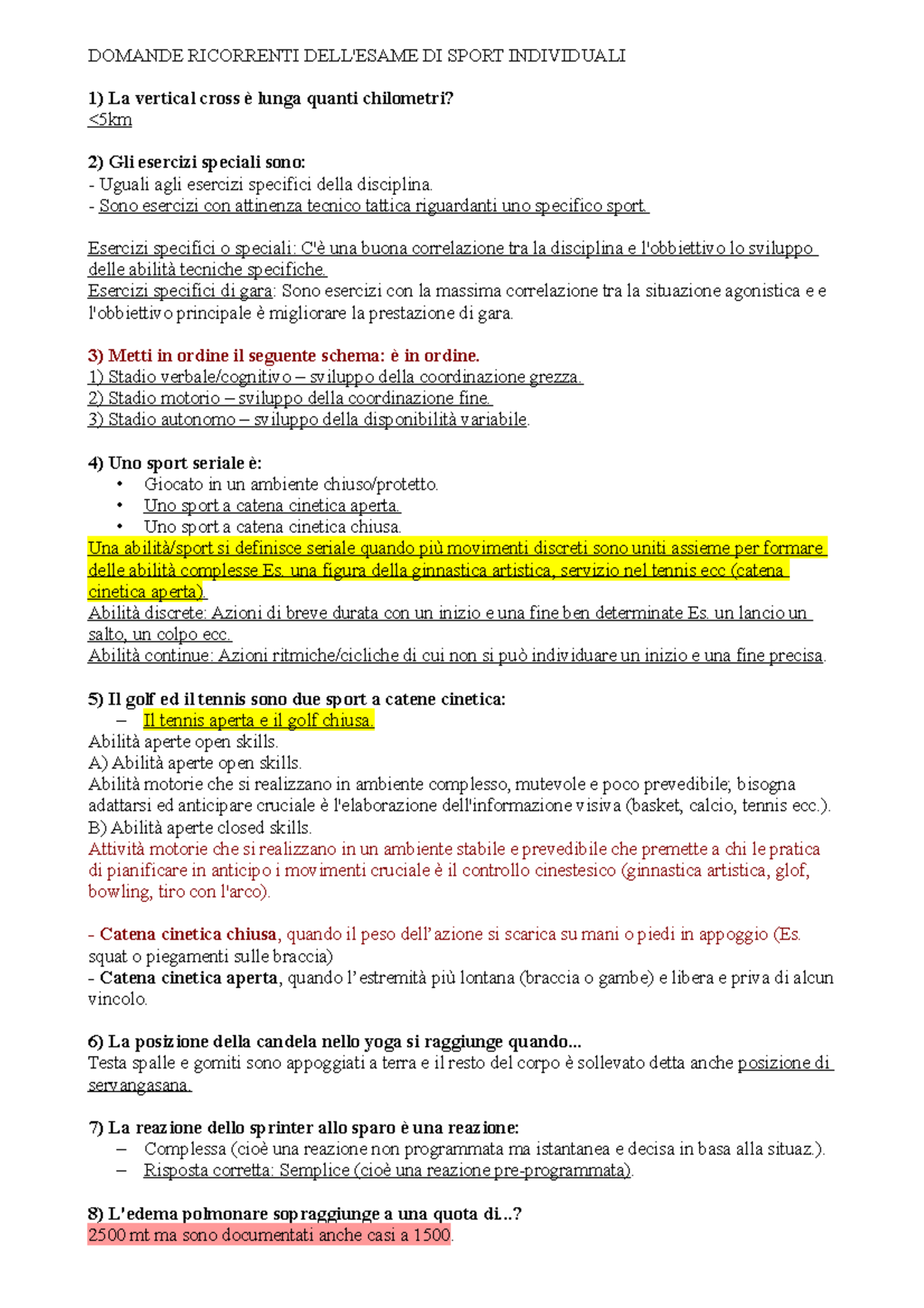 Domande Esame Ttd - Teoria Tecnica E Didattica (Ttd) Degli Sport ...