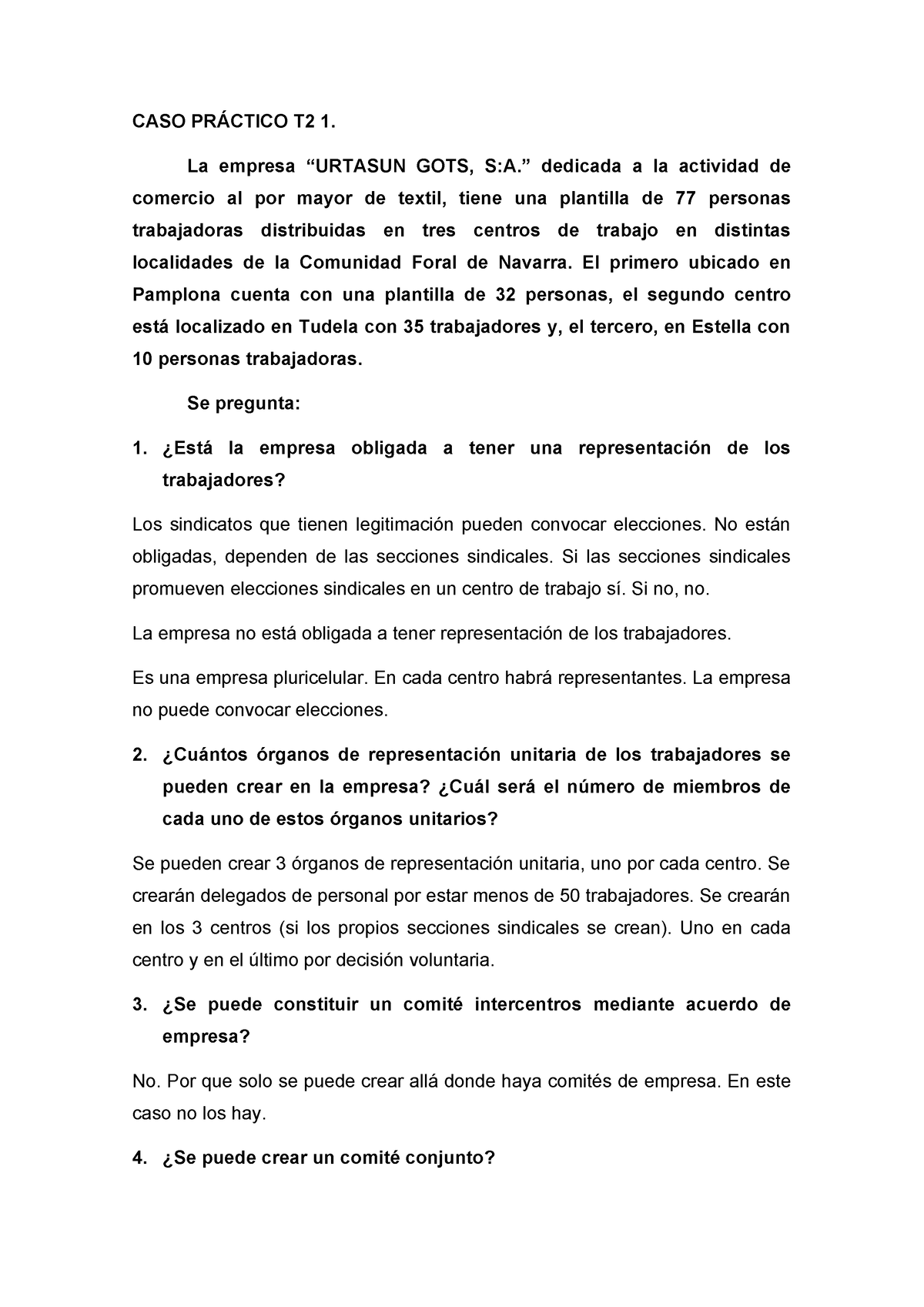 CASO Práctico T2-1 - Casos Prácticos - CASO PRÁCTICO T2 1. La Empresa ...