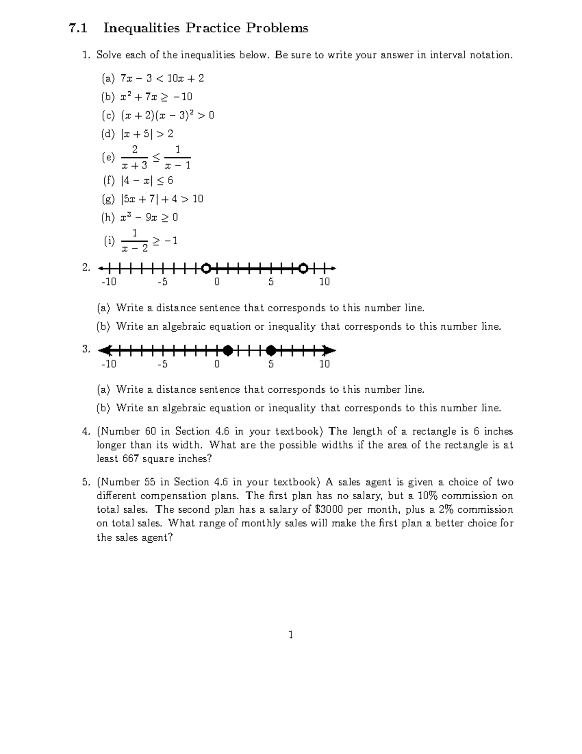 08 inequalities worksheet - 7 Inequalities Practice Problems Solve each ...