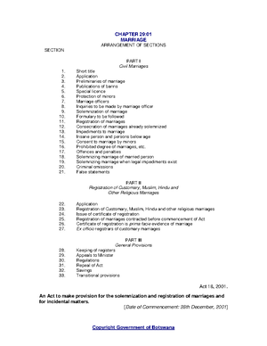 Matrimonial Causes ACT - CHAPTER 29: MATRIMONIAL CAUSES ARRANGEMENT OF ...