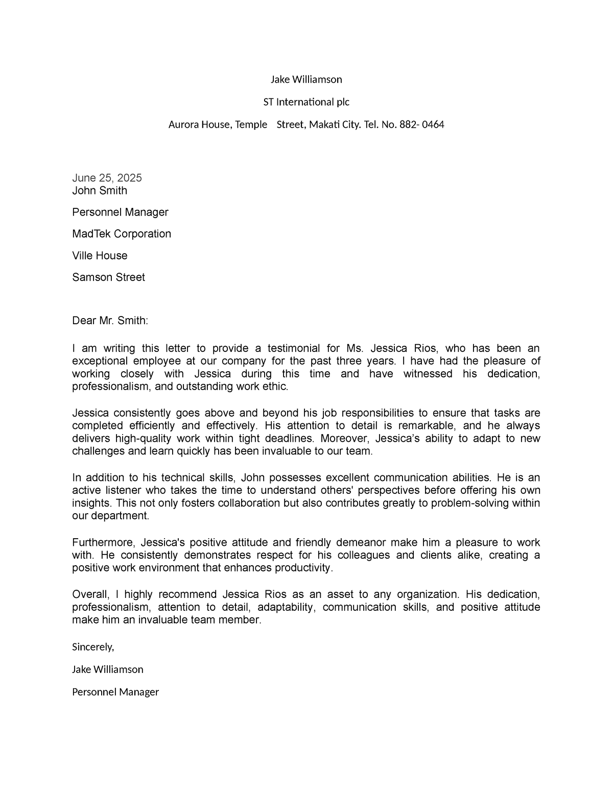 5. Letter of testimonial - Jake Williamson ST International plc Aurora ...