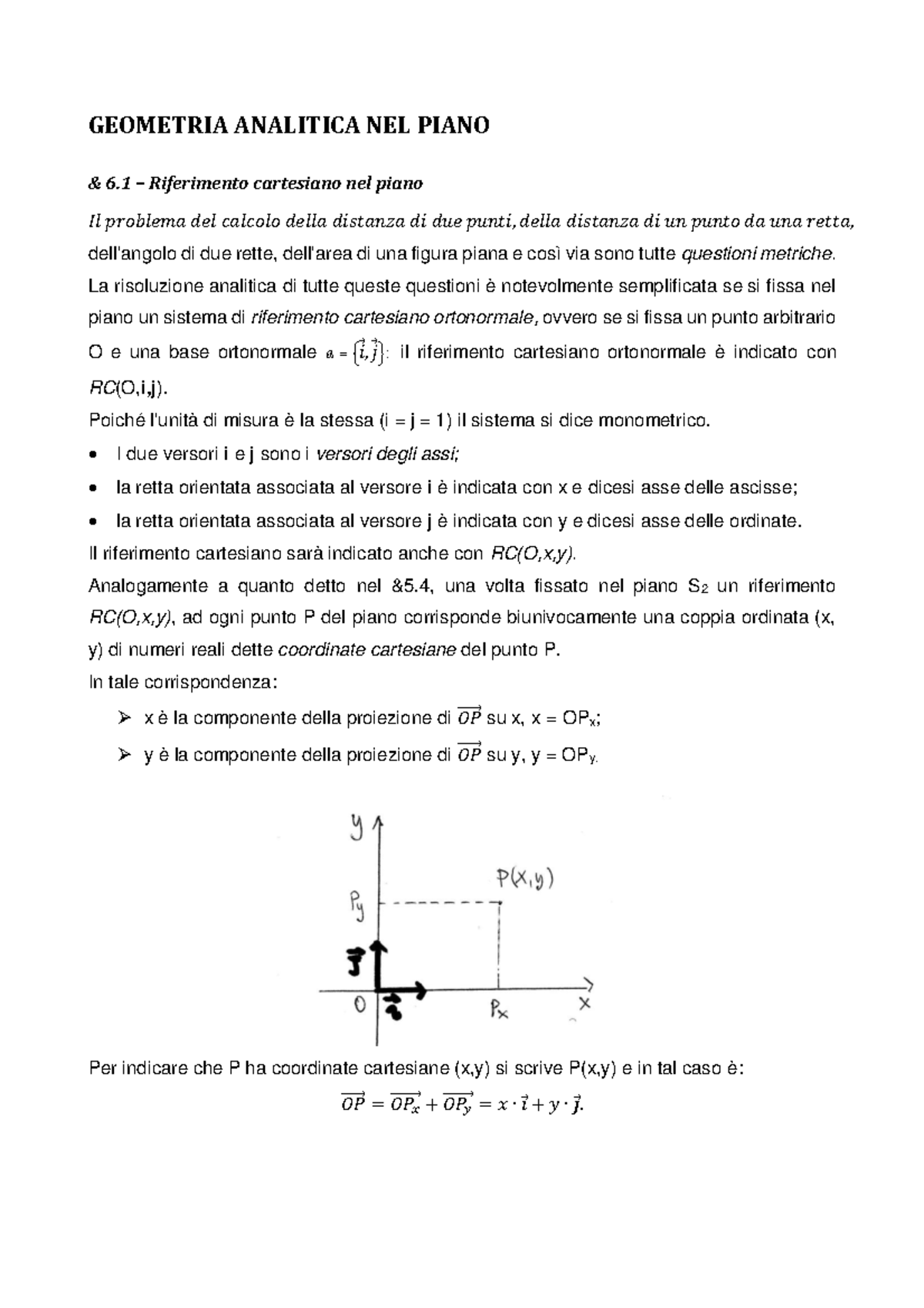 Geometria Analitica Nel Piano Geometria Analitica Nel Piano And 6