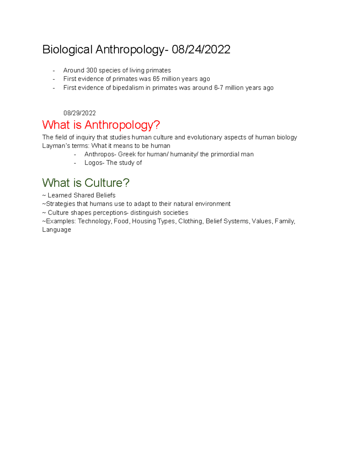 Biological Anthropology 08/29/ Linguistic Anthropology Study of