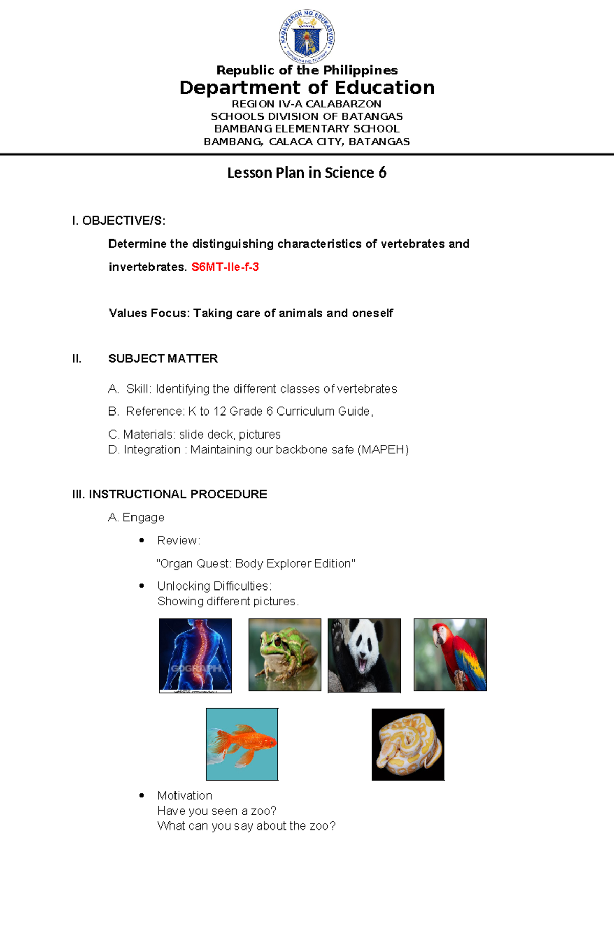 Final Observation Plan Script - Department of Education REGION IV-A ...