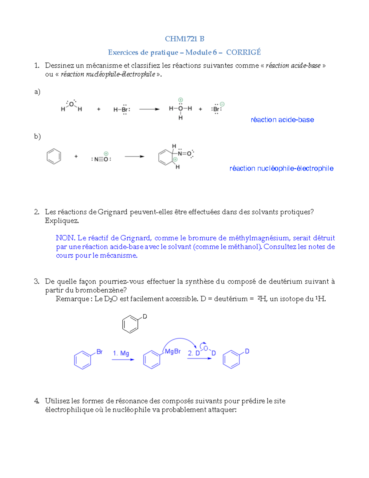 Module 6 - Exercices De Pratique - Corrigé - CHM1721 B Exercices De ...