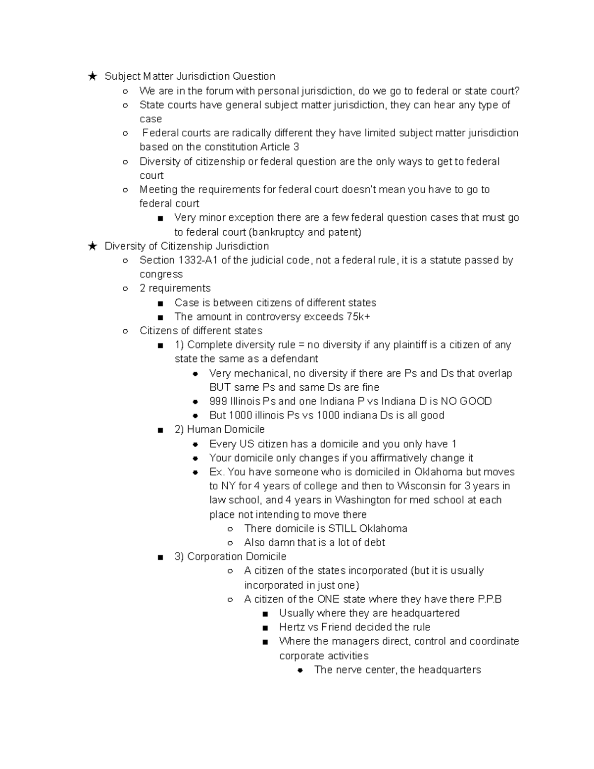 Barbari civ pro subject matter jurisdiction subject matter