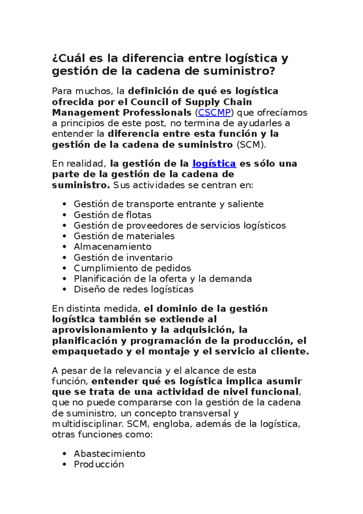 Cuál es la diferencia entre logística y gestión de la cadena de ...
