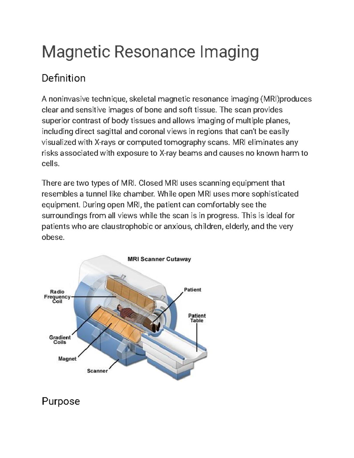 Resonance Imaging Resonance Imaging Definition A noninvasive technique