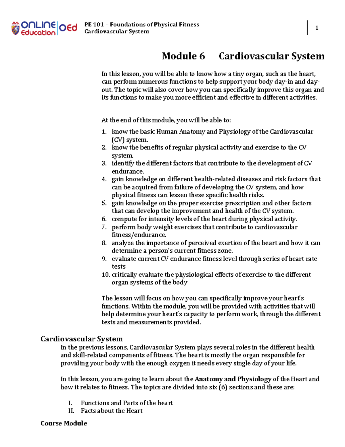 W4 Lesson 5 - Cardiovascular (CV) System & Exercise - Module ...