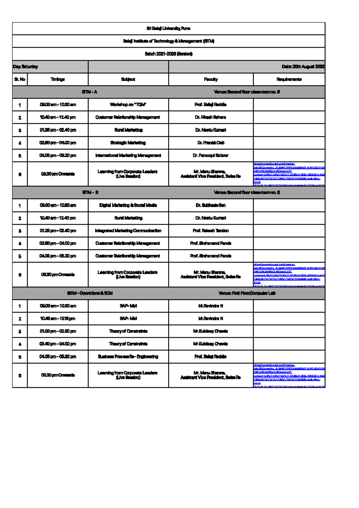 BITM Seniros Sem-III 20th August 2022 - Sri Balaji University, Pune ...