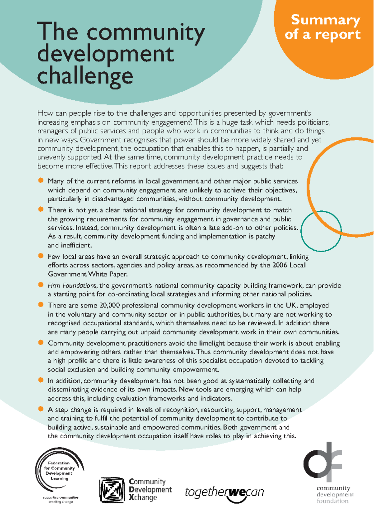 Community Development Challenges-summary - How can people rise to the ...