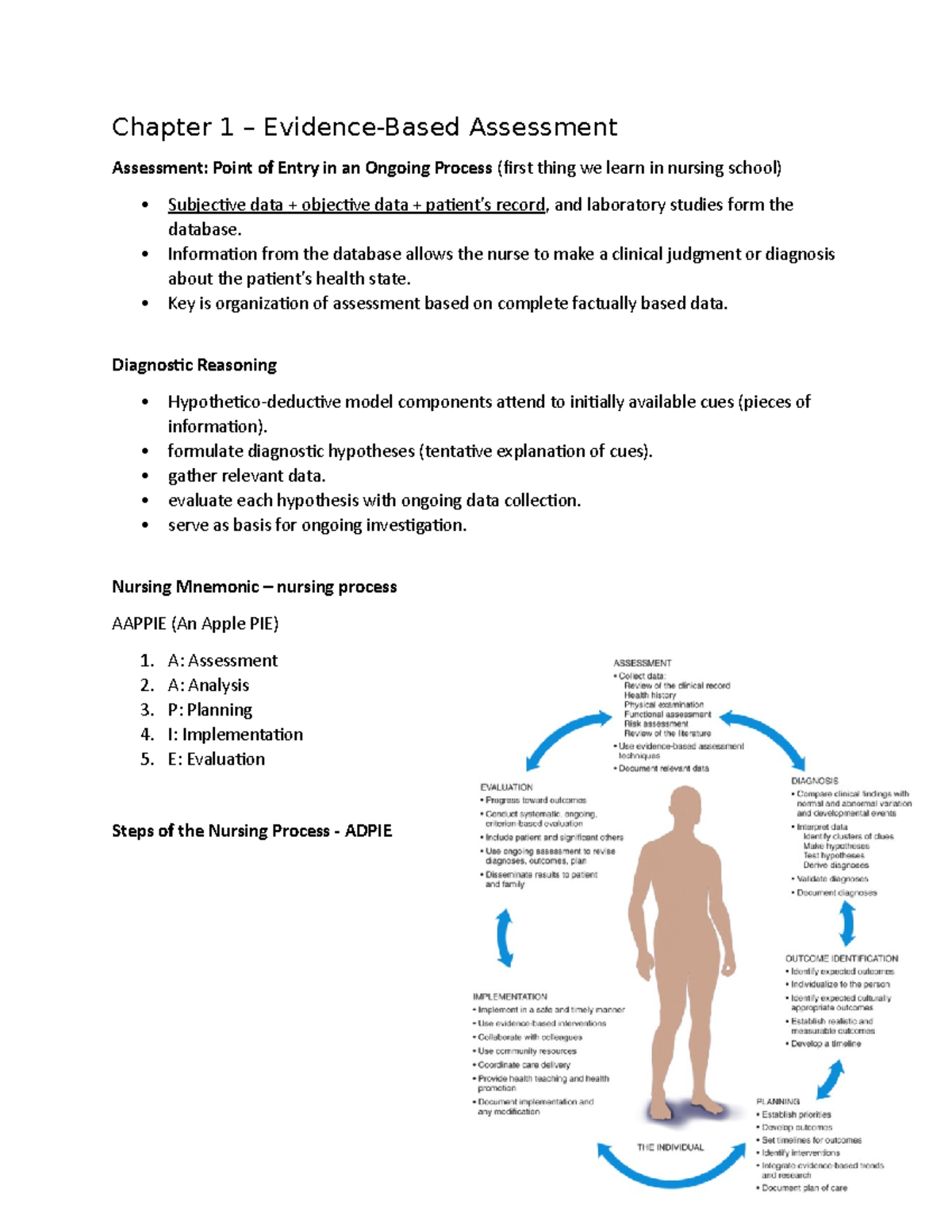 Health assessmen 1 - files to study for - Chapter 1 – Evidence-Based ...