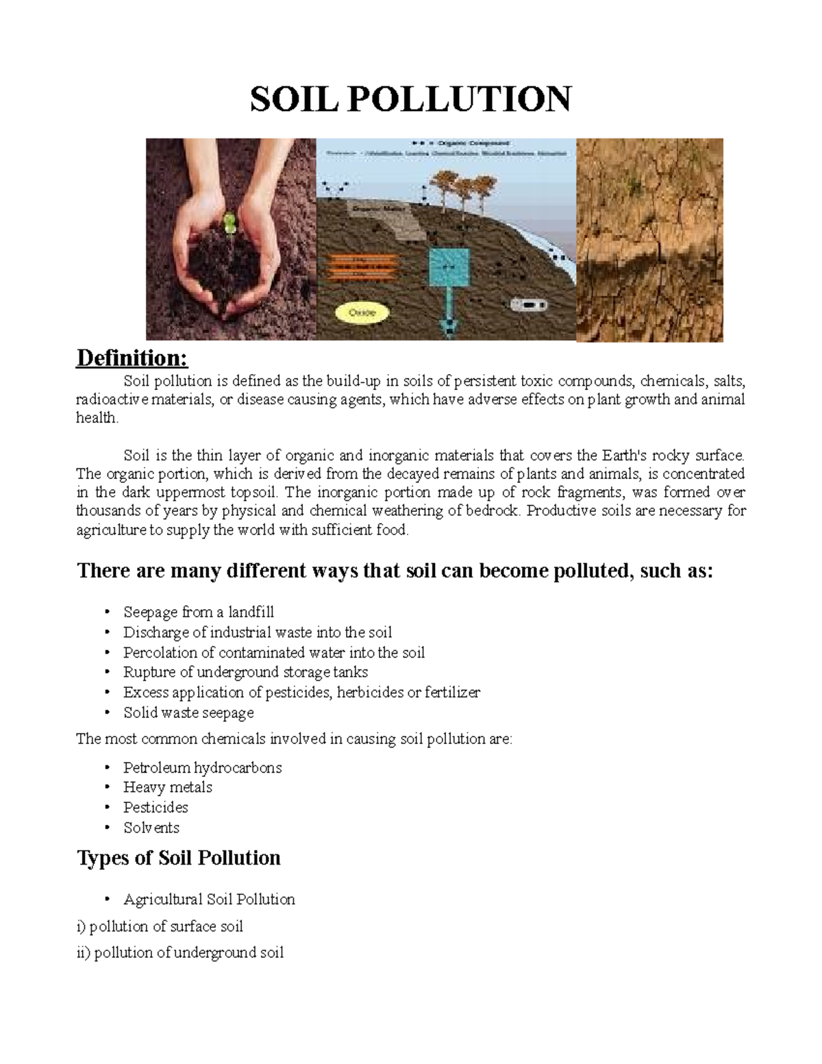 Soil Pollution SOIL POLLUTION Definition Soil Pollution Is Defined 