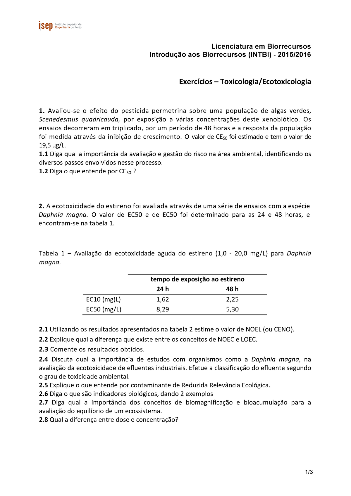 Toxicologia aula 01 - Toxicologia Ambiental - Studocu