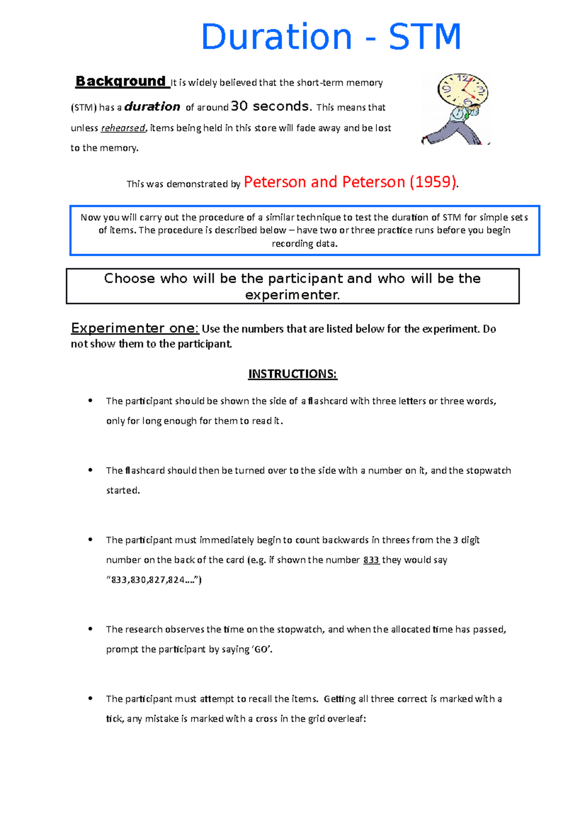 STM Duration (Carousel- Task 2) - Background It is widely believed that ...