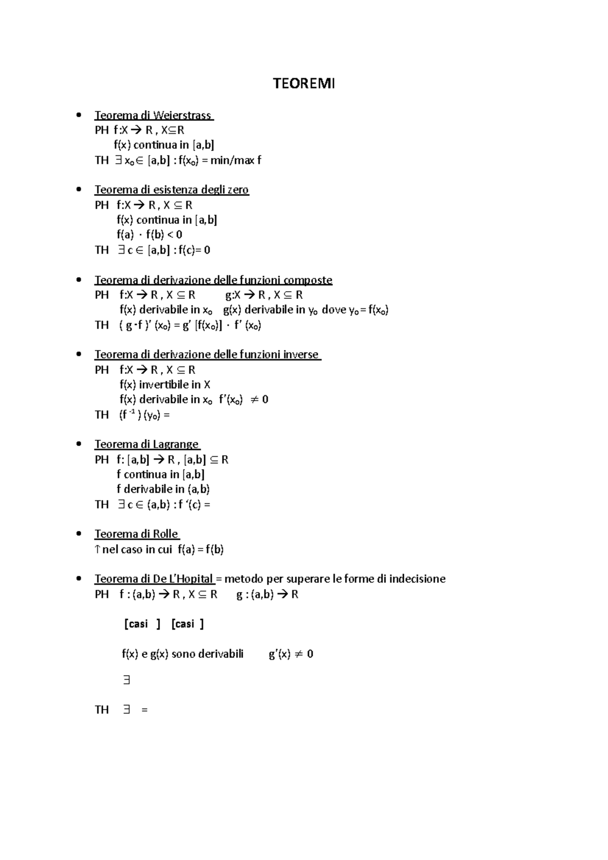 Teoremi Matematica Teoremi Teorema Di Weierstrass Ph F X R X R F X Continua In [a B] Th X