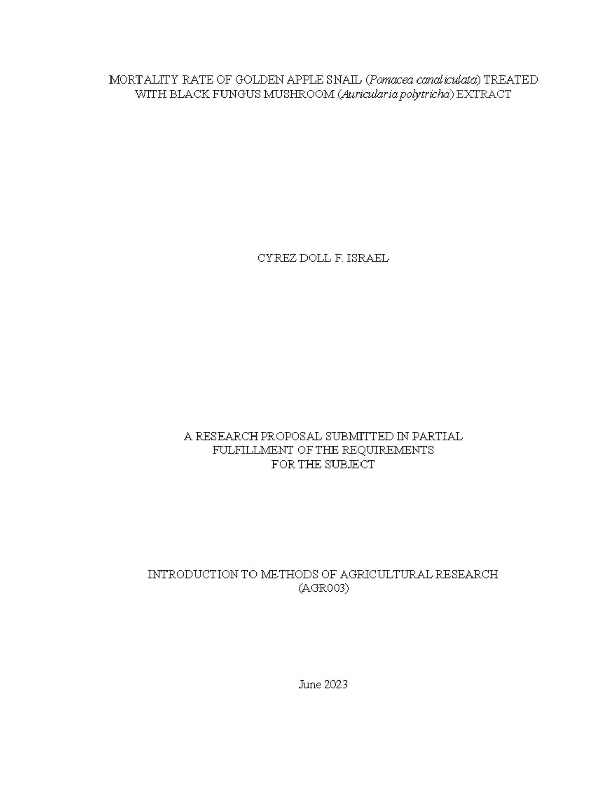 Final- Manuscript - MORTALITY RATE OF GOLDEN APPLE SNAIL (Pomacea ...