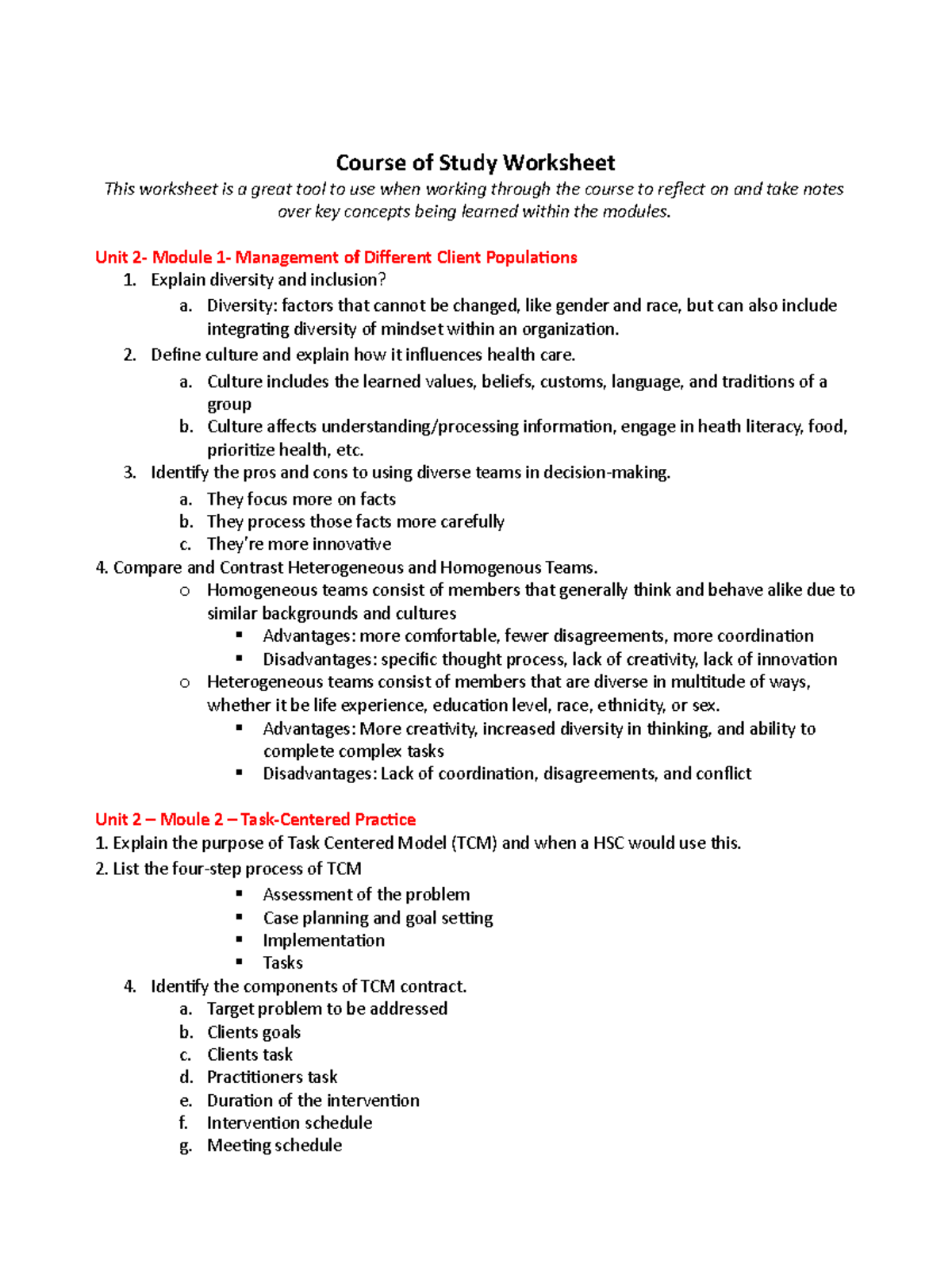 D049 Study Guide Notes - Course of Study Worksheet This worksheet is a ...