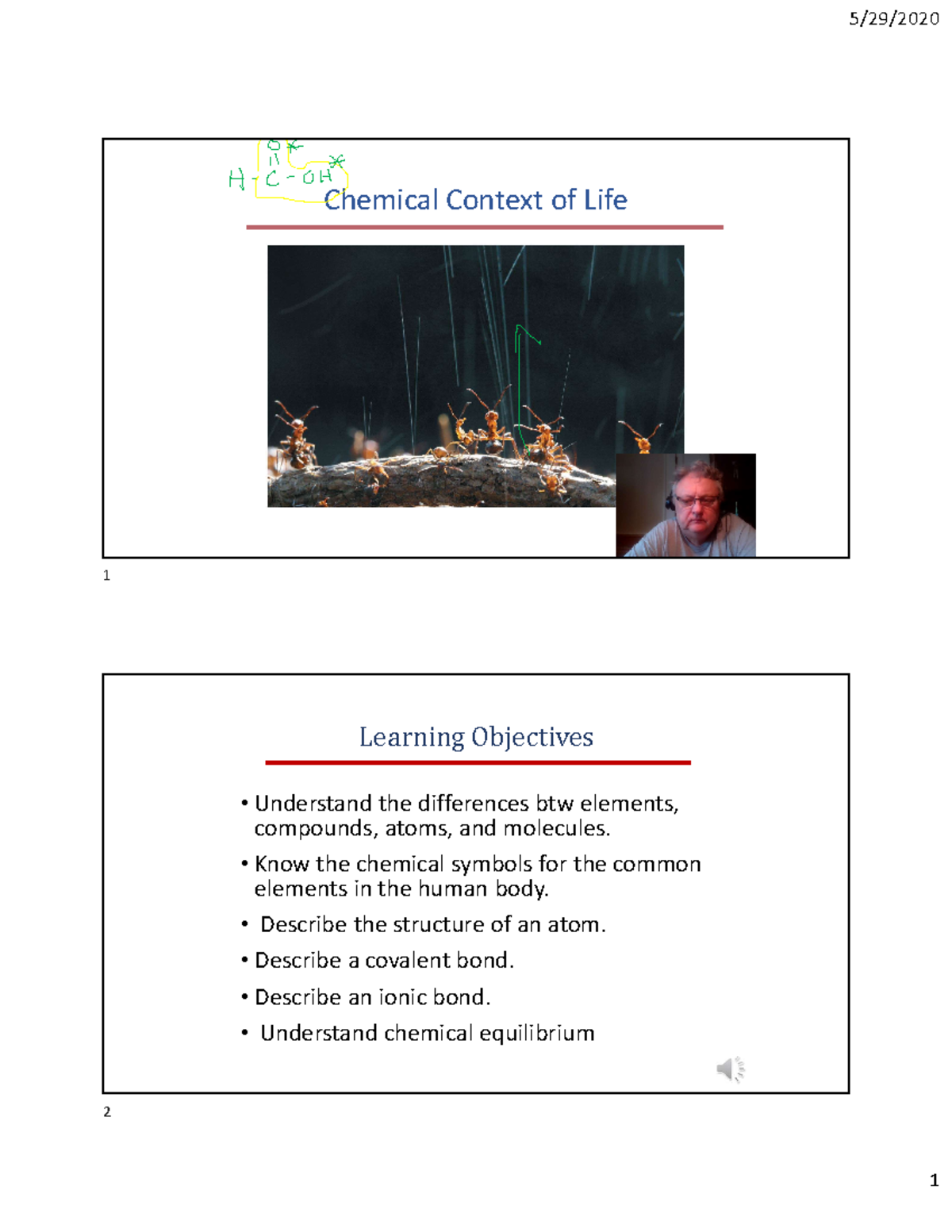 Intro to Che notes Chemical Context of LifeL •arning C bj•ctiv•s 12