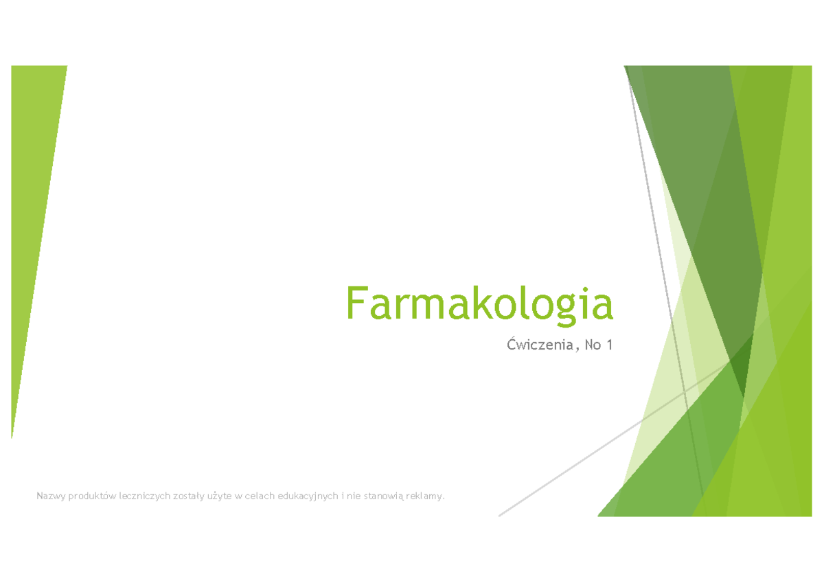 Cwiczenia farmakologia PIEL - Farmakologia Ćwiczenia, No 1