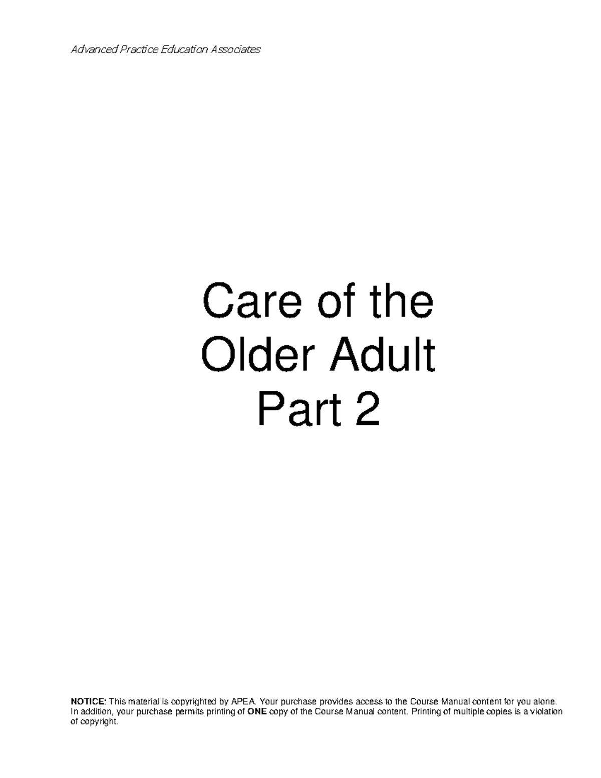 Carepart 22021 - N.a - Advanced Practice Education Associates Care of ...