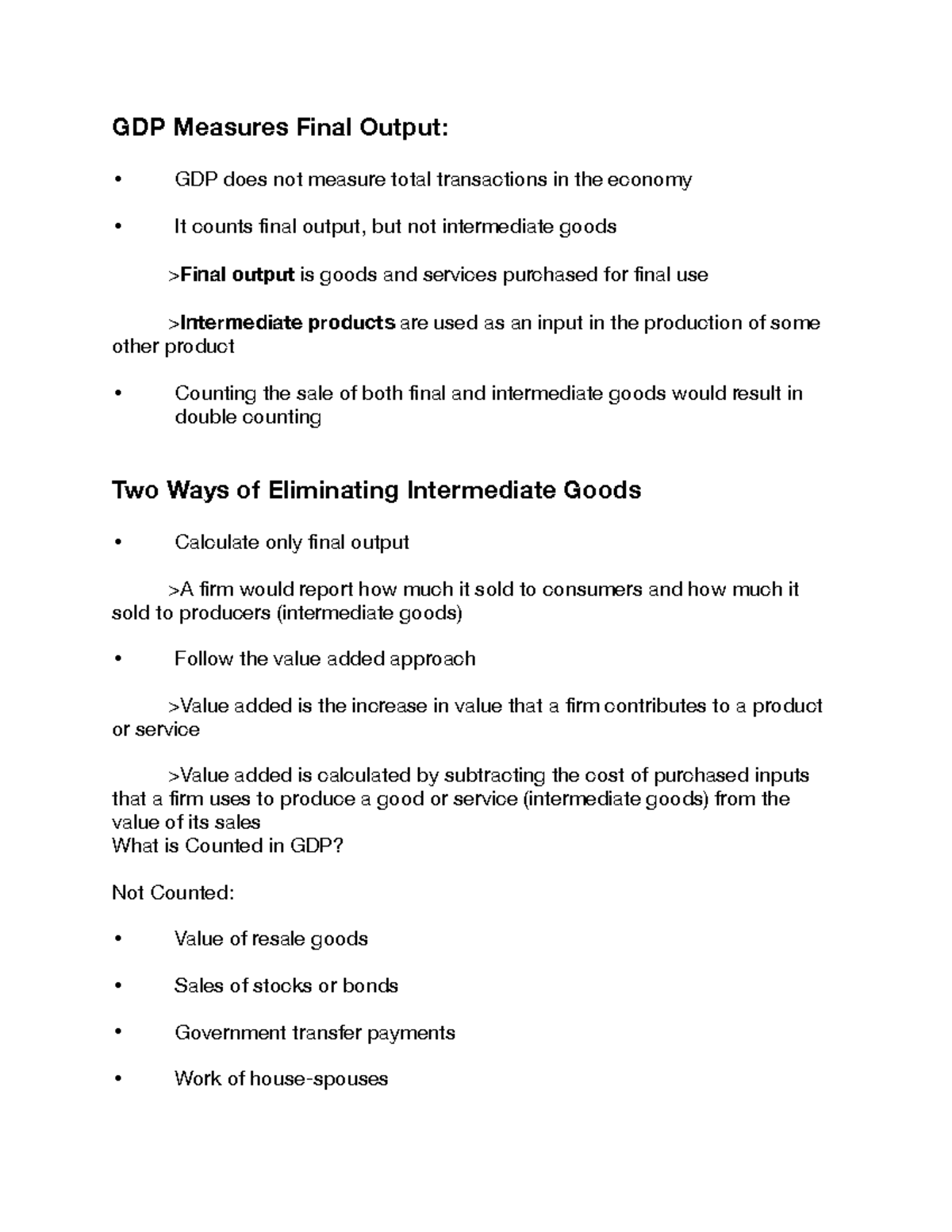 Economic summaries of chapter 5 with keywords GDP Measures Final