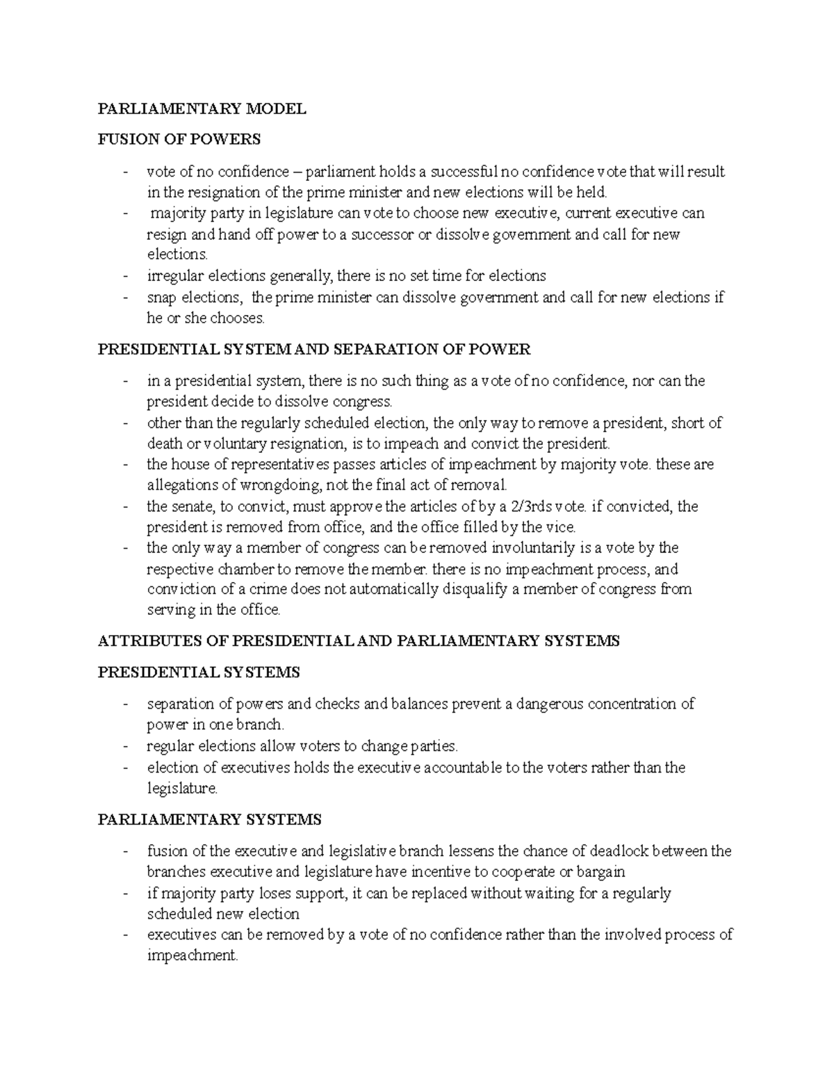 Gov Notes 5 - Different Forms Of Government Around The World 