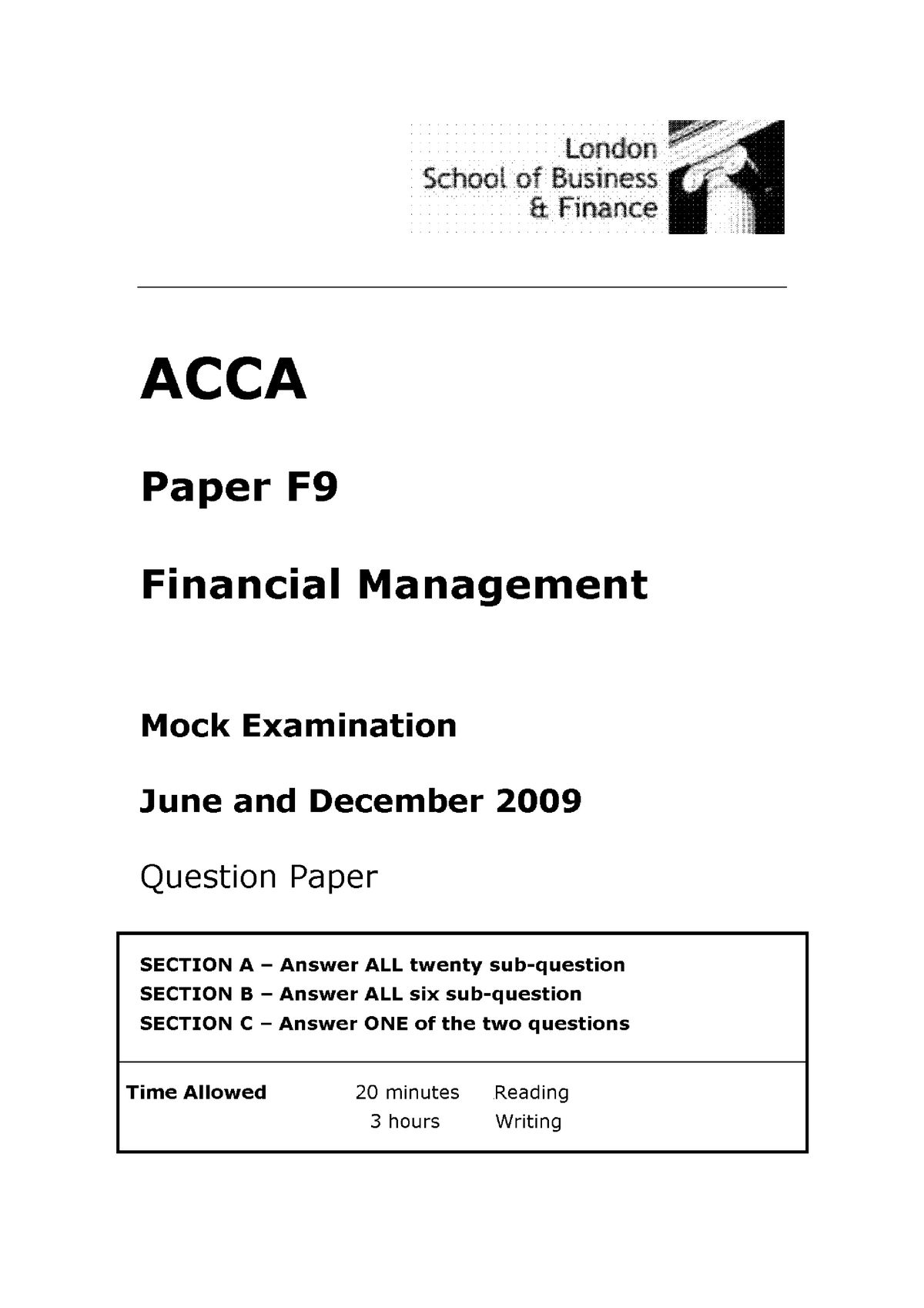 Past paper acca year
