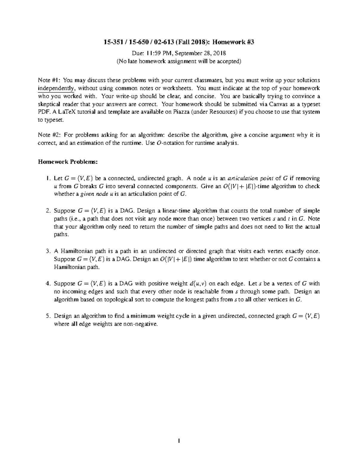 Hw3 Homework 3 15 650 Cmu Fall 18 Homework Due 11 59 Pm September 28 18 No Late Homework Assignment Will Be Accepted Note You May Discuss These Studocu