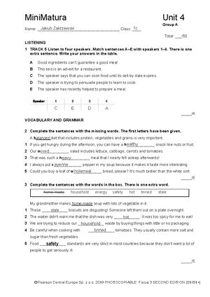 Focus 3 2E Grammar Quiz Unit5 - Grammar Quiz Unit 5 5 Non-defining ...