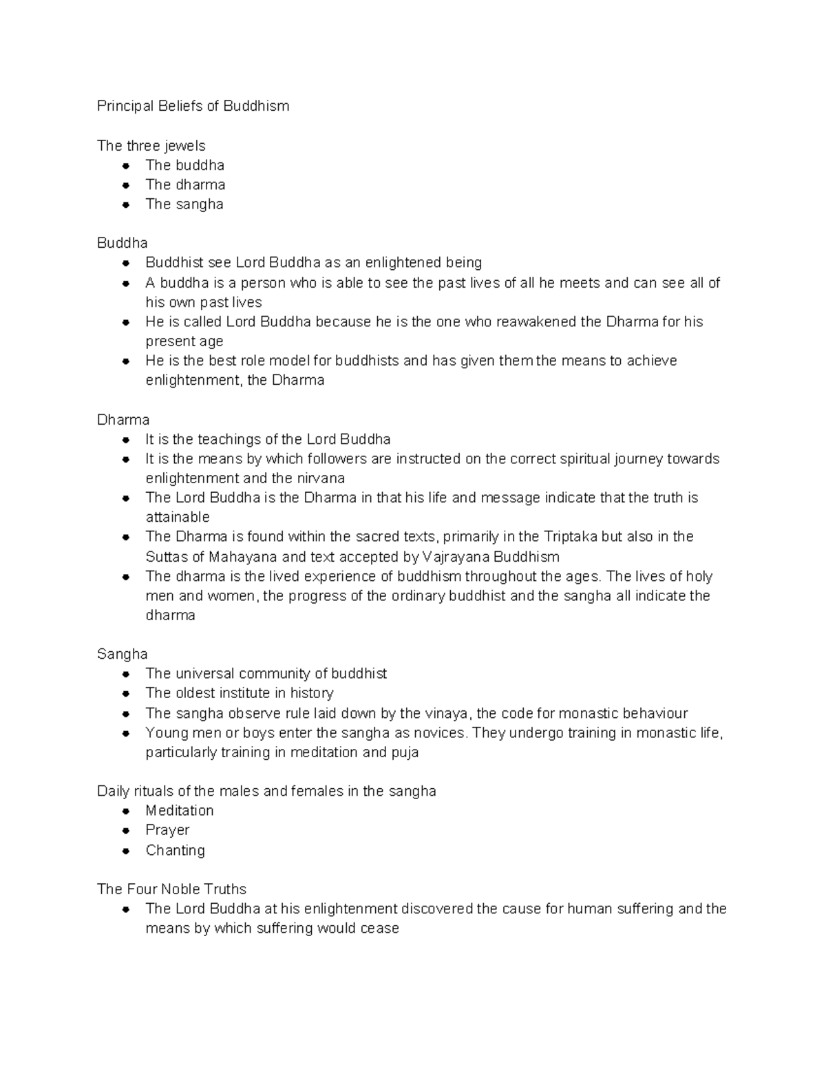 Principal beliefs of buddhism the lives of holy men and women the