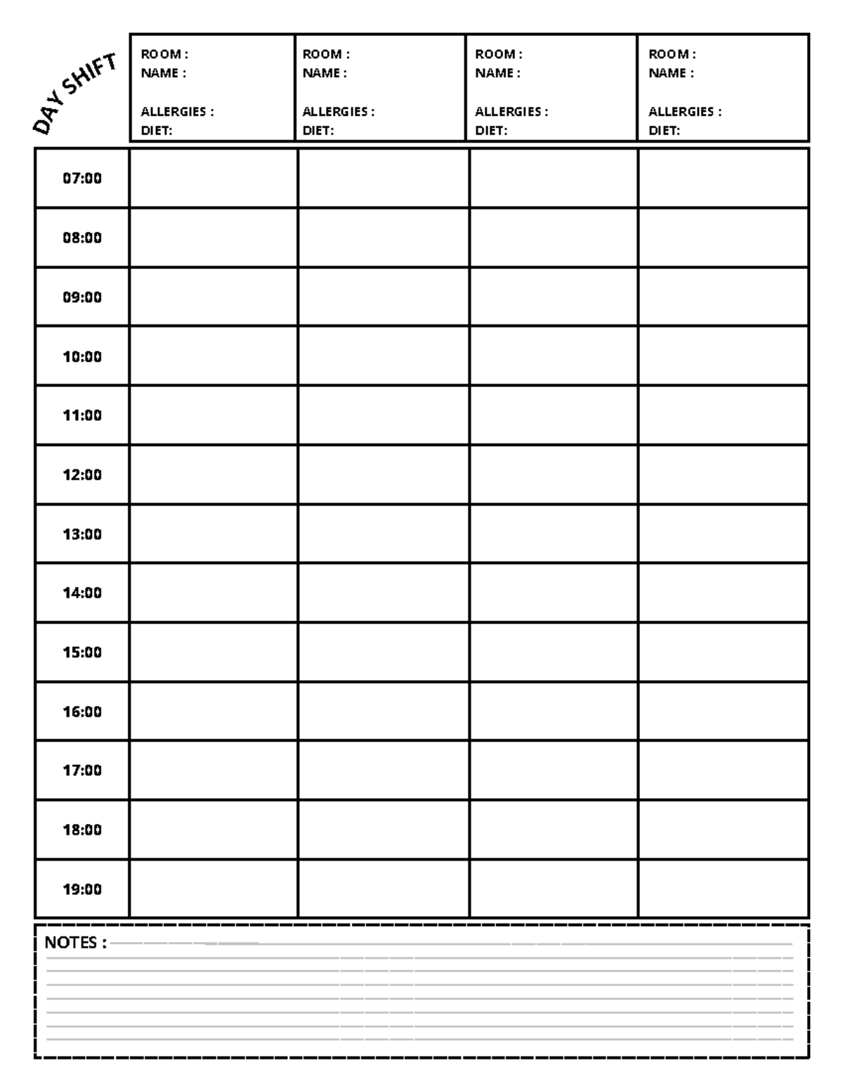 US Letter Nursing Shift Planner - 07: 08: 09: 10: 11: 12: 13: 14: 15 ...