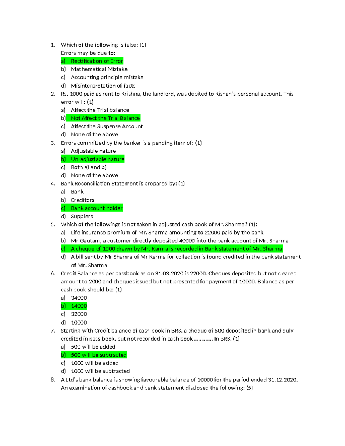 Anup Account Mock Test Round 1 Baneshwor F - 1. Which of the following ...