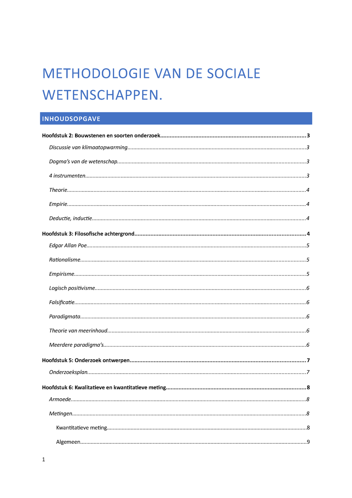 Methodologie Van De Sociale Wetenschappen Methodologie Van De Sociale Wetenschappen