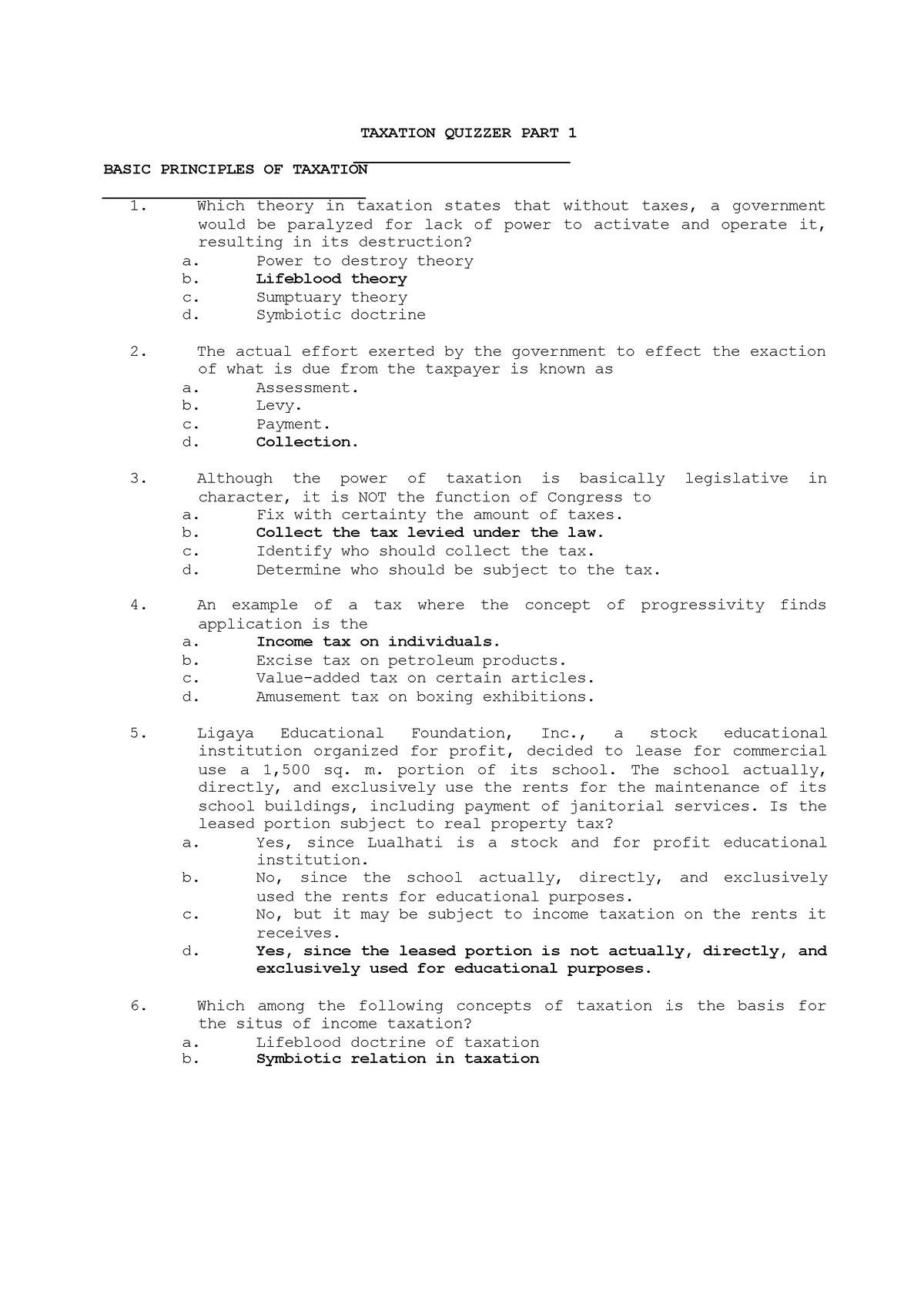 Income-tax-test-bank Compress - TAXATION QUIZZER PART 1 BASIC ...