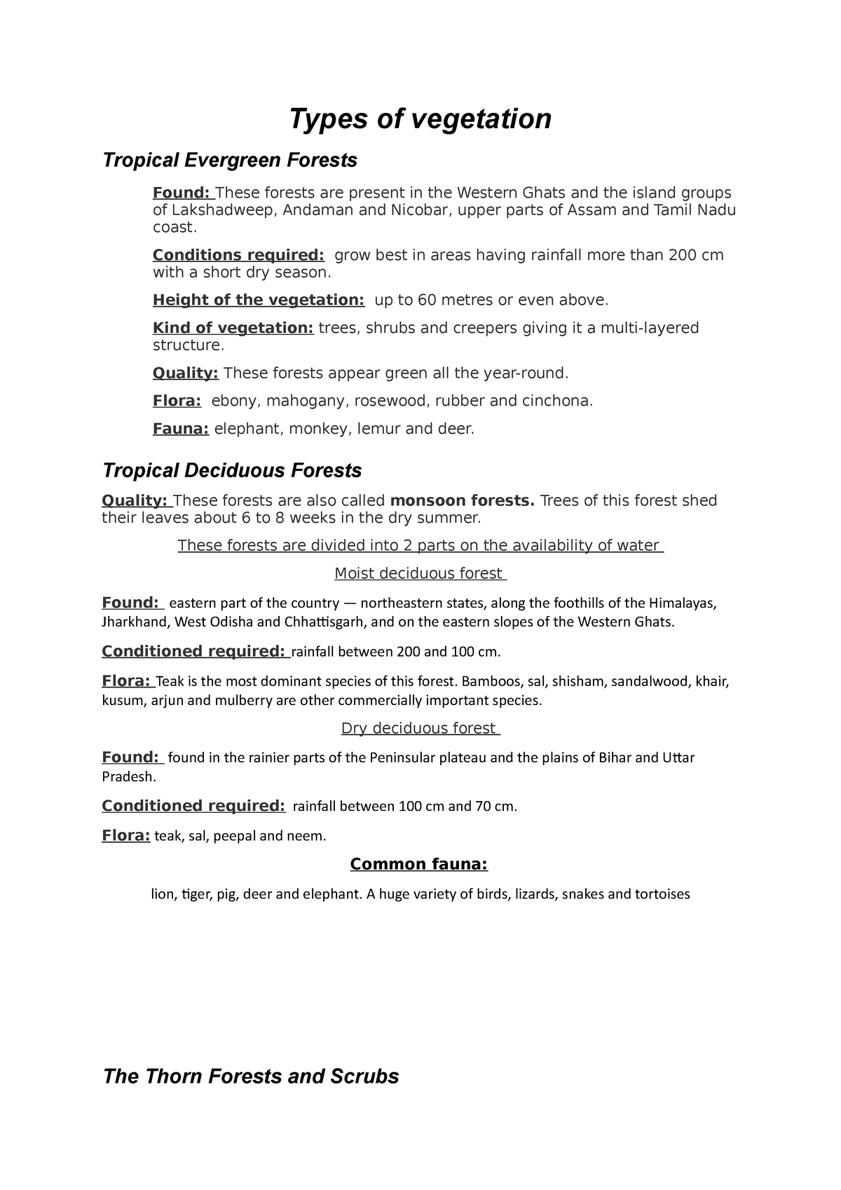 essay on natural vegetation and wildlife