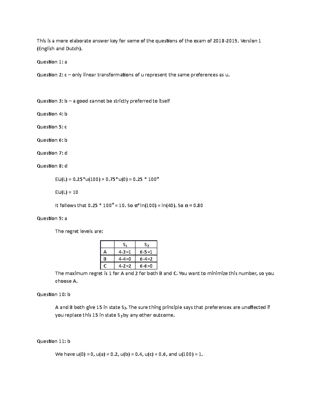 Elaborate answer key exam 2018-2019 - This is a more elaborate answer ...