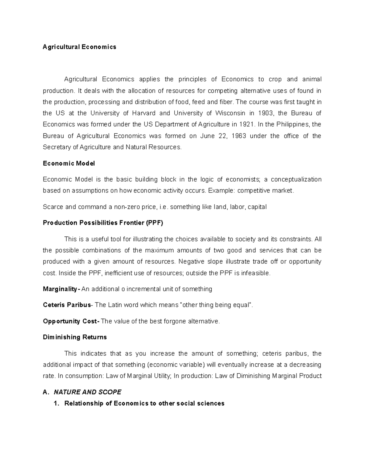 Agricultural Economics Agricultural Economics Agricultural Economics