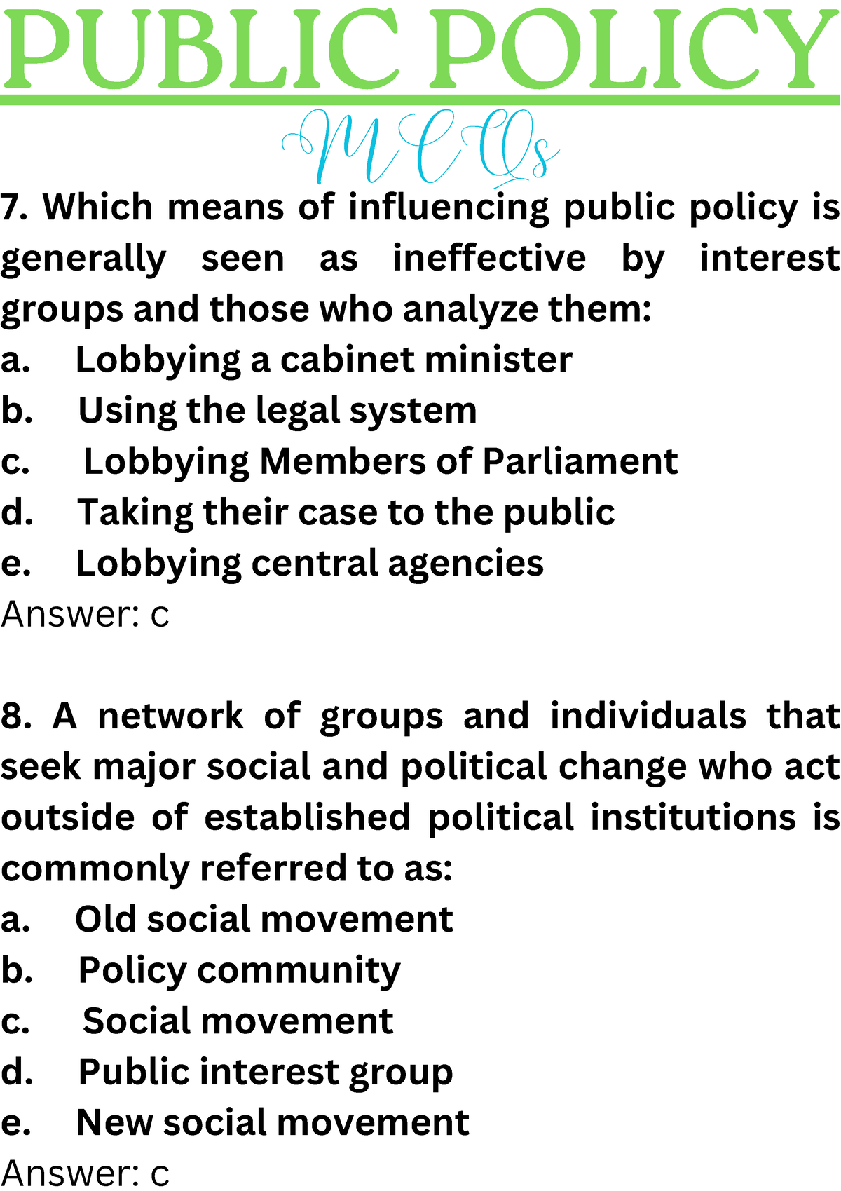 Public Policy 2 - PUBLIC POLICY MCQs Which Means Of Influencing Public ...