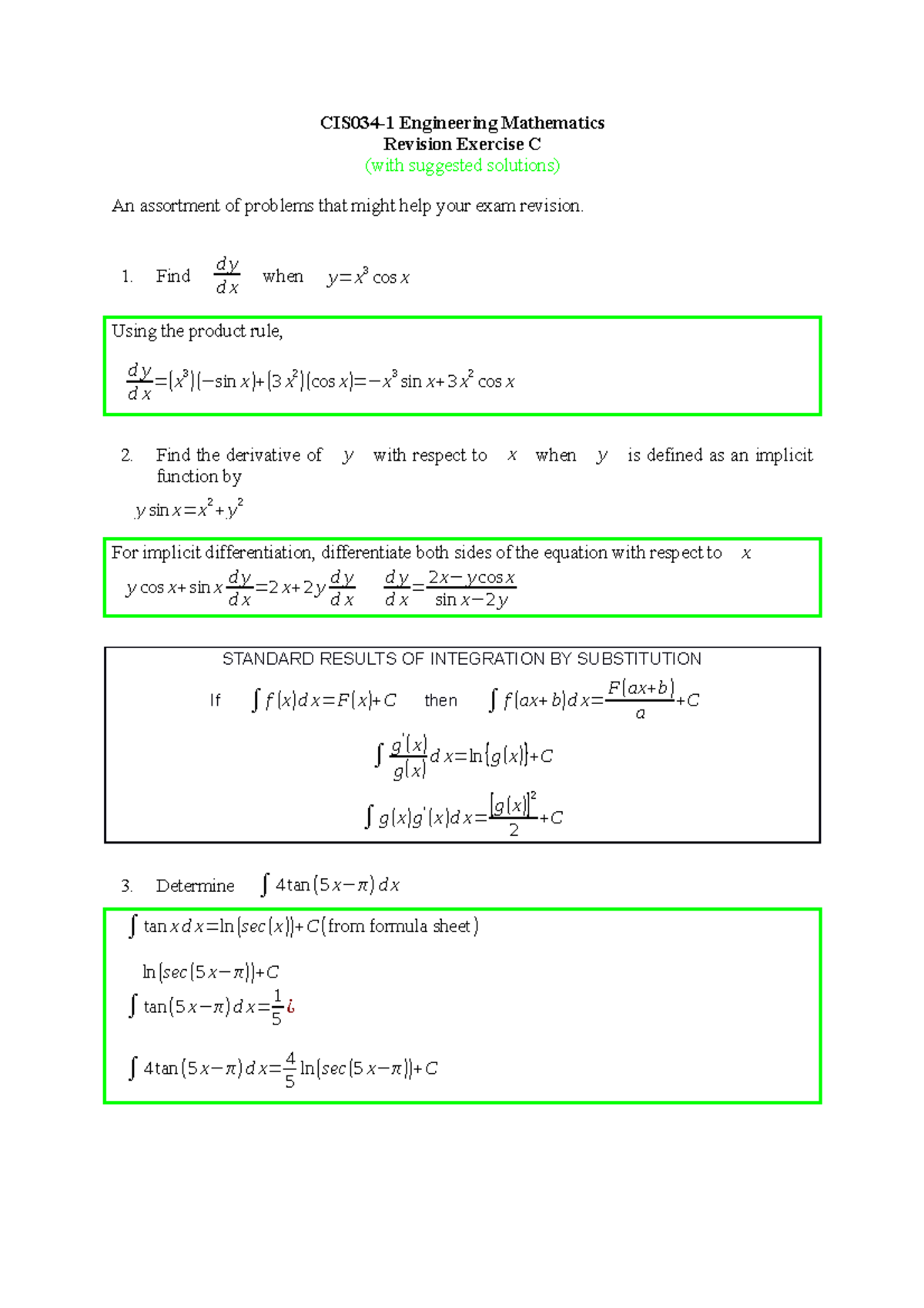 CIS034-1 Revision exercise C solutions - CIS034-1 Engineering ...