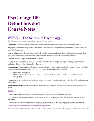 PSYC100 Notes - Summary Principles of Psychology - Week 1: - Systematic ...