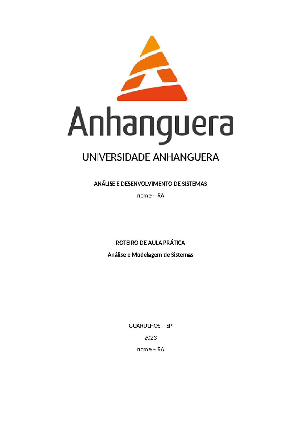 Análise E Desenvolvimento DE Sistemas stoducu - UNIVERSIDADE ANHANGUERA ...