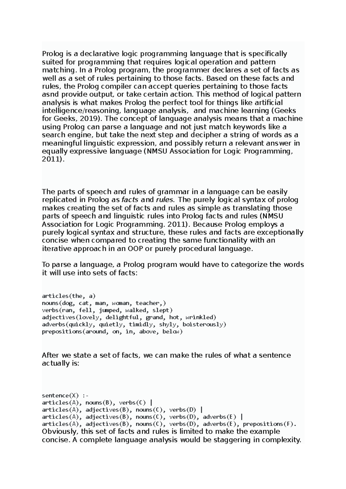 Discussion 8 3 solution - Prolog is a declarative logic programming ...