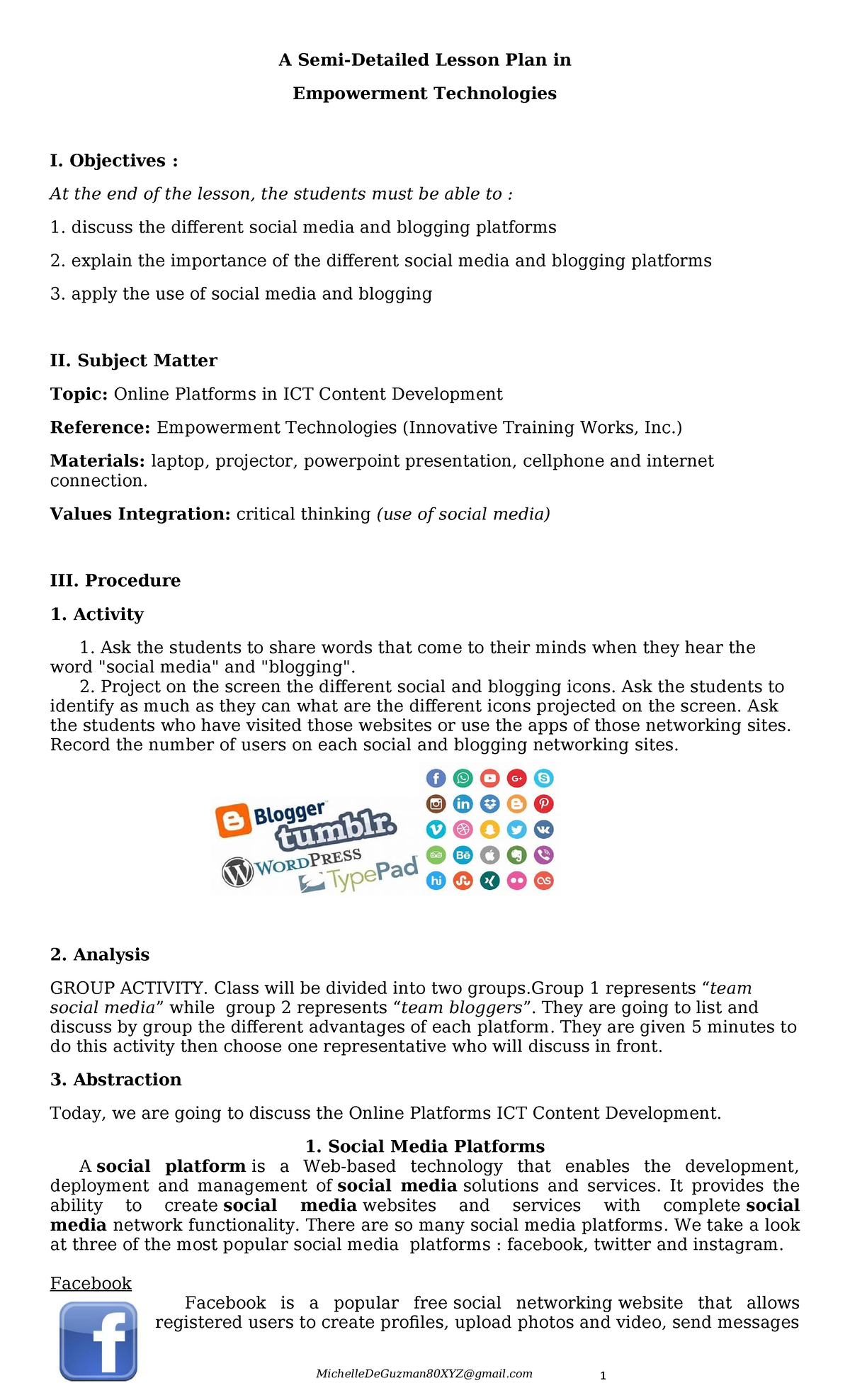 Semi detailed lesson plan empowerment technologies - 1 A Semi-Detailed ...