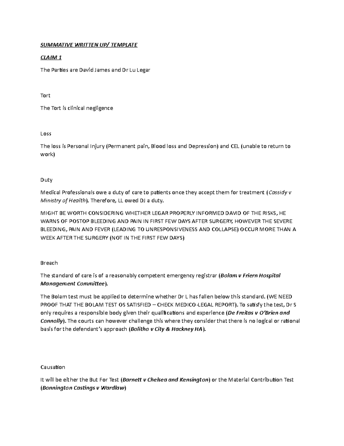 Summative Write Up - SUMMATIVE WRITTEN UP/ TEMPLATE CLAIM 1 The Parties ...