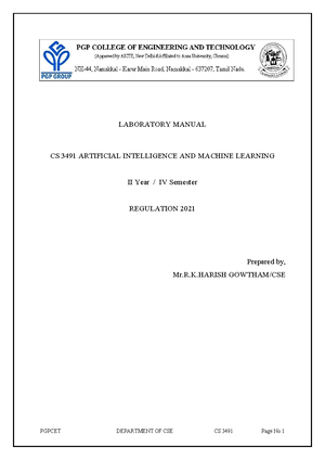 Front Pages Student Copy-CS3691 - LABORATORY MANUAL For CS EMBEDDED ...