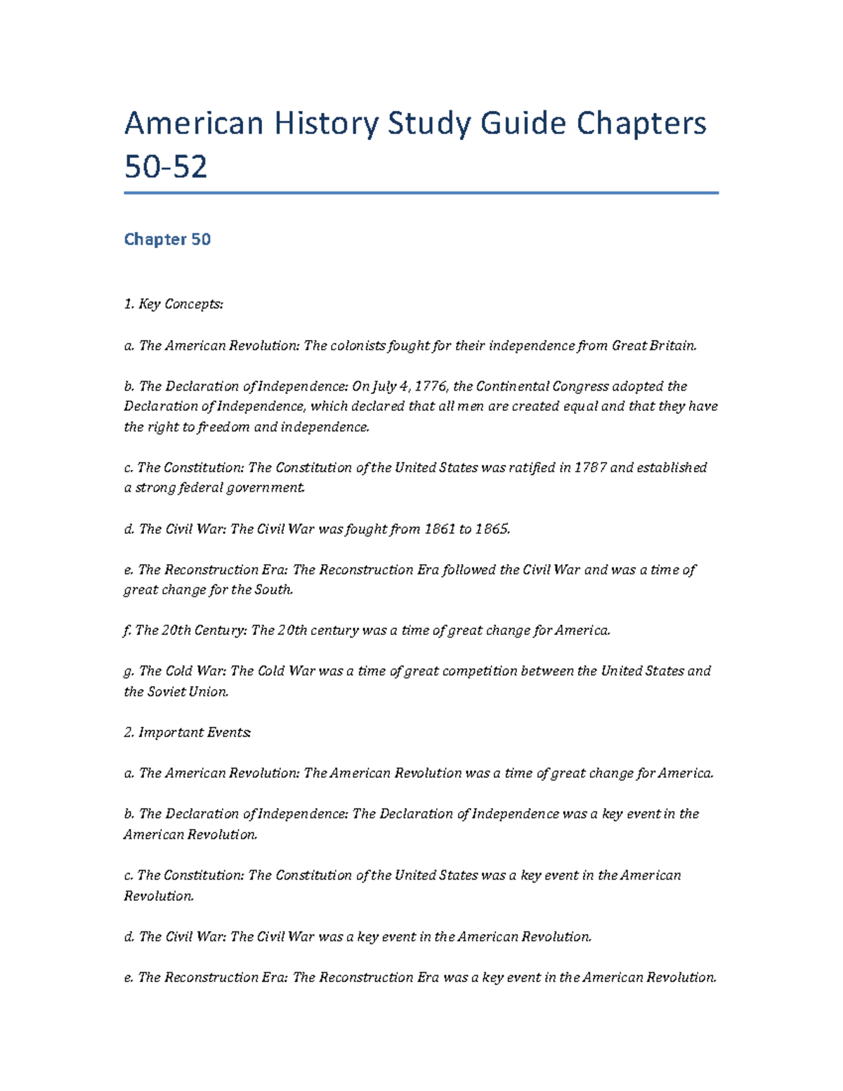 American History Study Guide Chapters 50-52 - American History Study ...