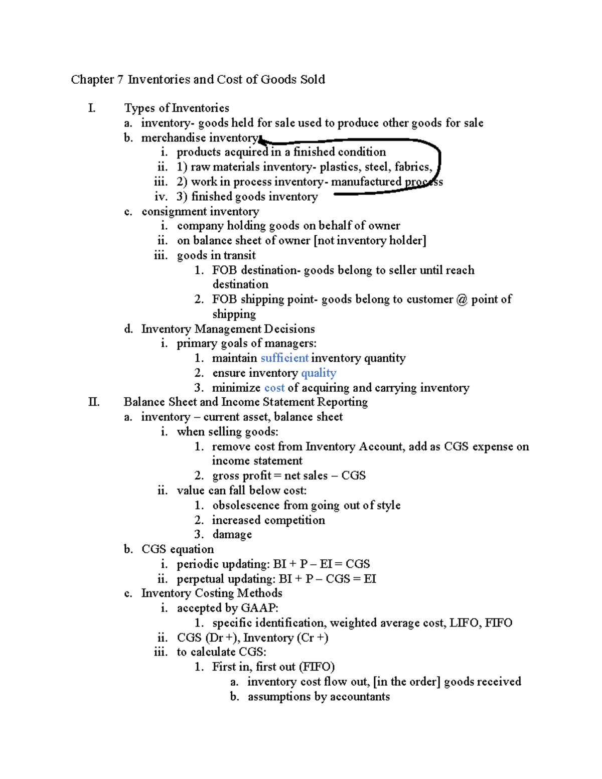 Comm 2010 Chapter 7 Page 1 - Chapter 7 Inventories And Cost Of Goods ...