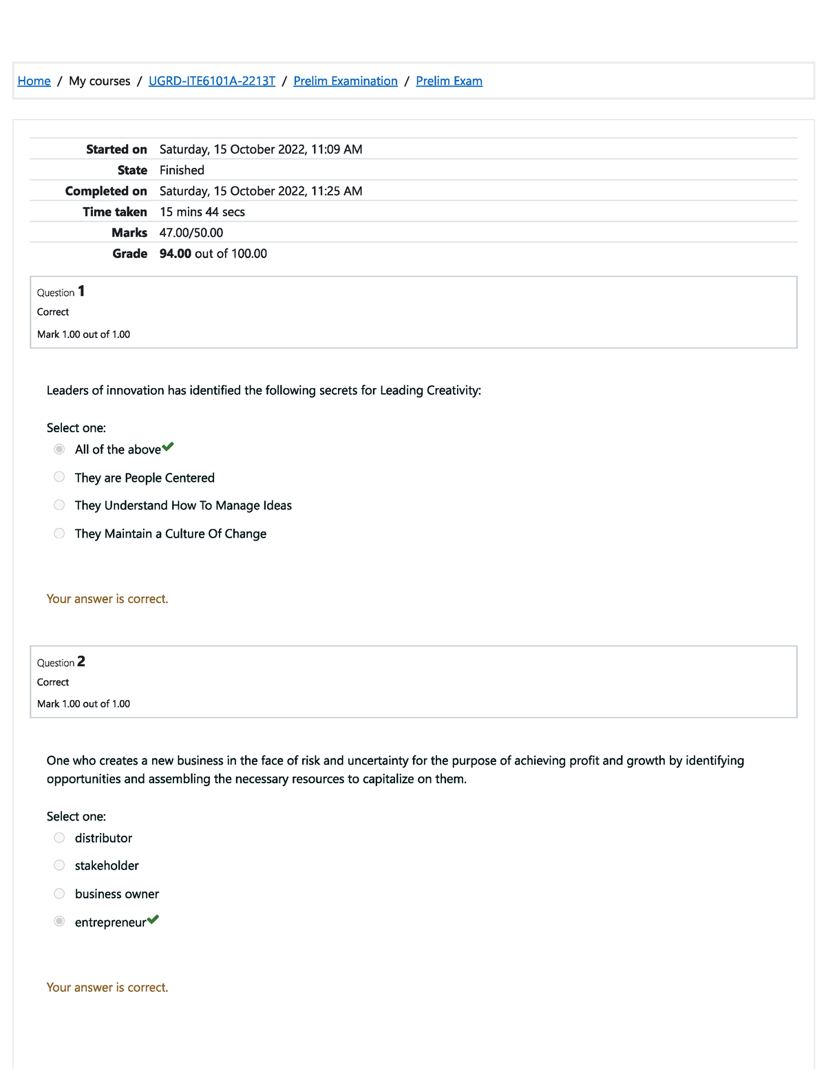 UGRD-ITE6101A Technopreneurship Prelim Exam - UGRD-ITE6101A ...