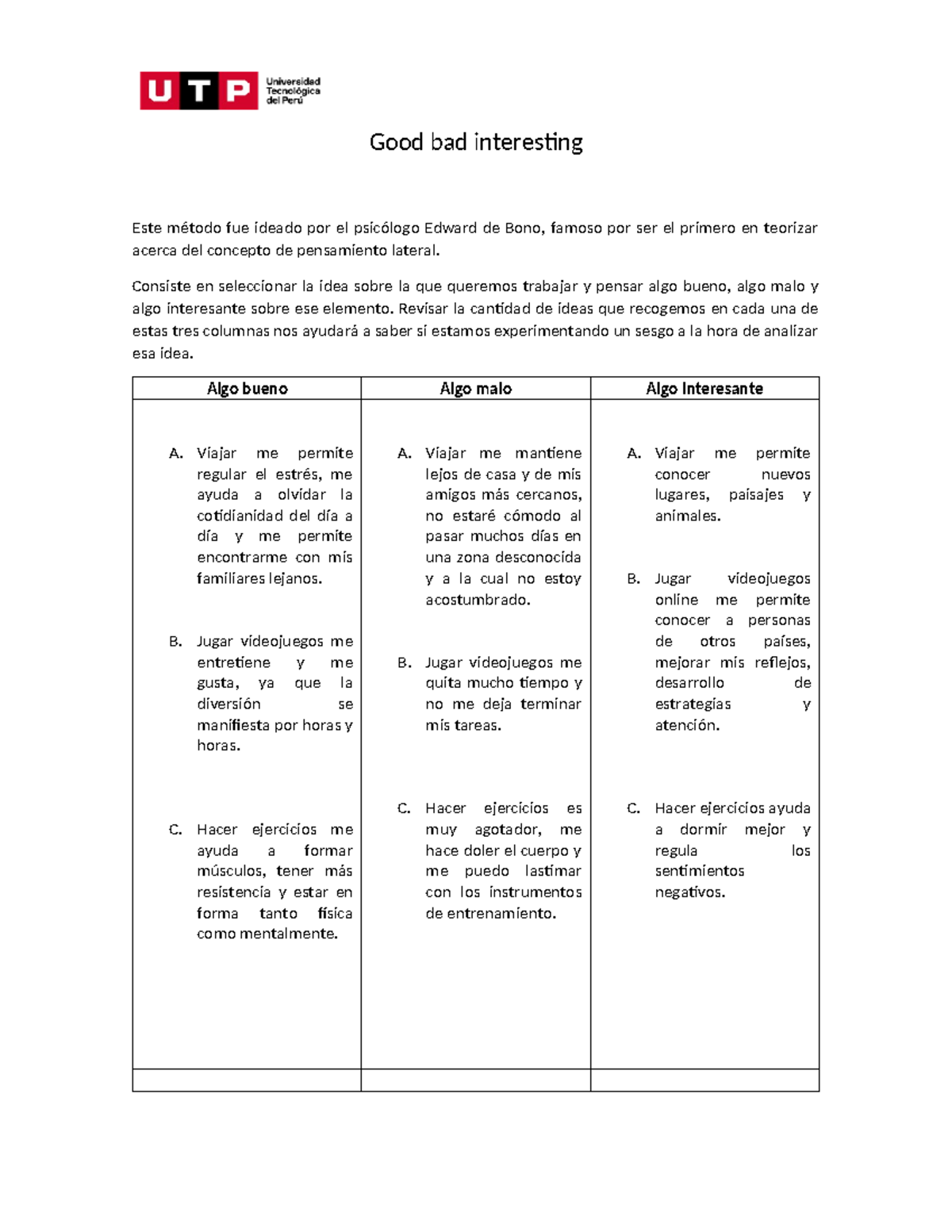 S03(s1) Ejercicios-Good Bad Interesting - Good bad interesting Este ...